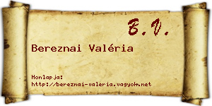 Bereznai Valéria névjegykártya